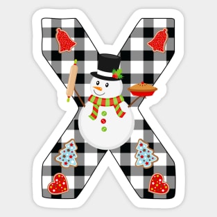 BW Buffalo Checks Pattern Monogram X | Snowman Sticker